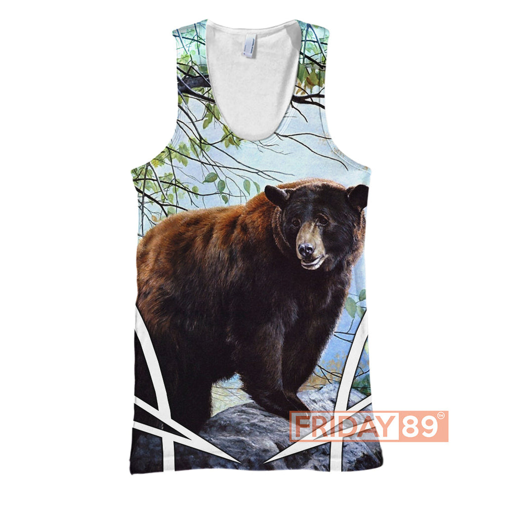 Camping Hoodie Camping Brown Bear Tree T-shirt Hoodie Adult Full Print