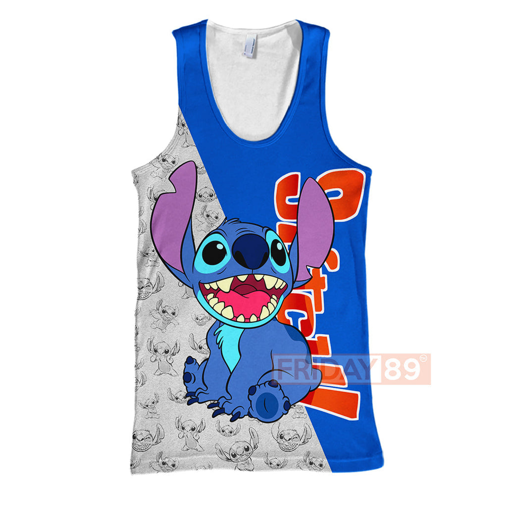  Stitch  T-shirt Smiley Face Experiment 626 Lilo & Stitch 3D Print T-shirt Cute DN Hoodie Sweater Tank