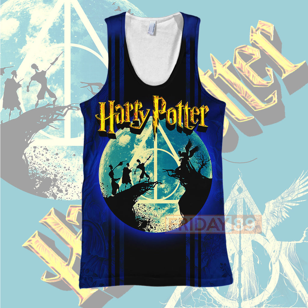  HP T-shirt Harry Sign Full Moon Deathly Hallows 3D Print T-shirt High Quality HP Hoodie Sweater Tank 2024