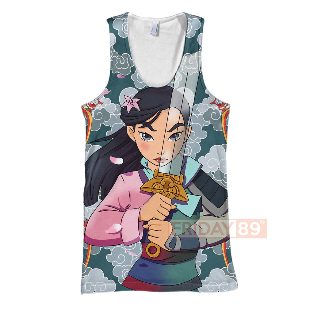 Mulan T-shirt Mulan Warrior Disney Princess Beauty Art Mushu T-shirt DN Hoodie Sweater Tank