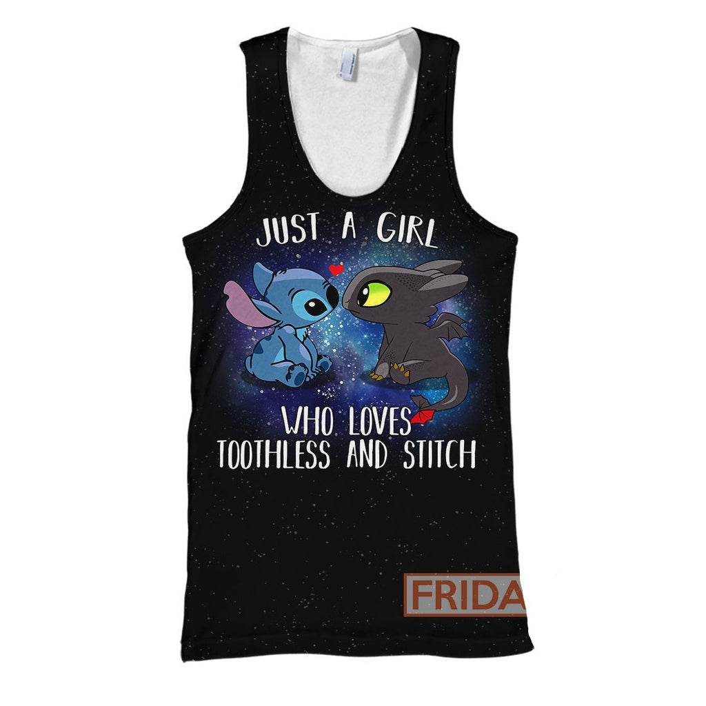 Stitch T-shirt Just a Girl Who Loves Toothless and Stitch T-shirt Awesome DN HTTYD Hoodie Sweater Tank