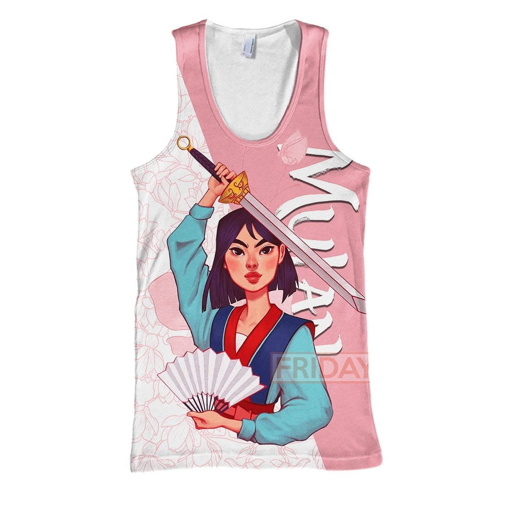 Mulan T-shirt Princess Mulan Warrior Pink All Over Print Mulan Pink Hoodie Amazing DN Hoodie Sweater Tank