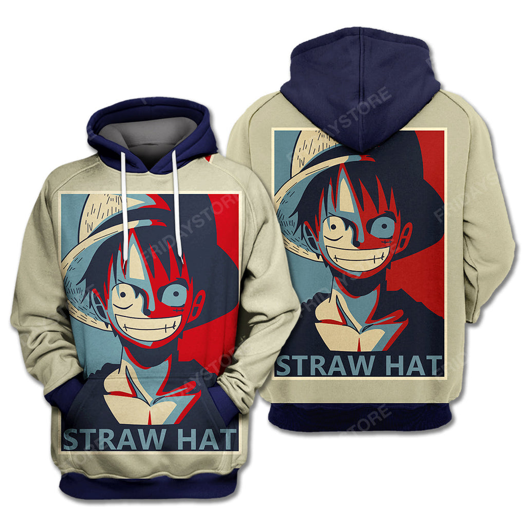  One Piece Hoodie One Piece Straw Hat Luffy Black Red Hoodie Anime Hoodie   