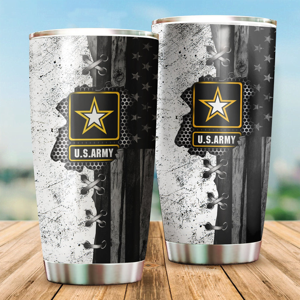 Friday89 Veteran US Army Tumbler 20 oz American Flag Tumbler 20 oz