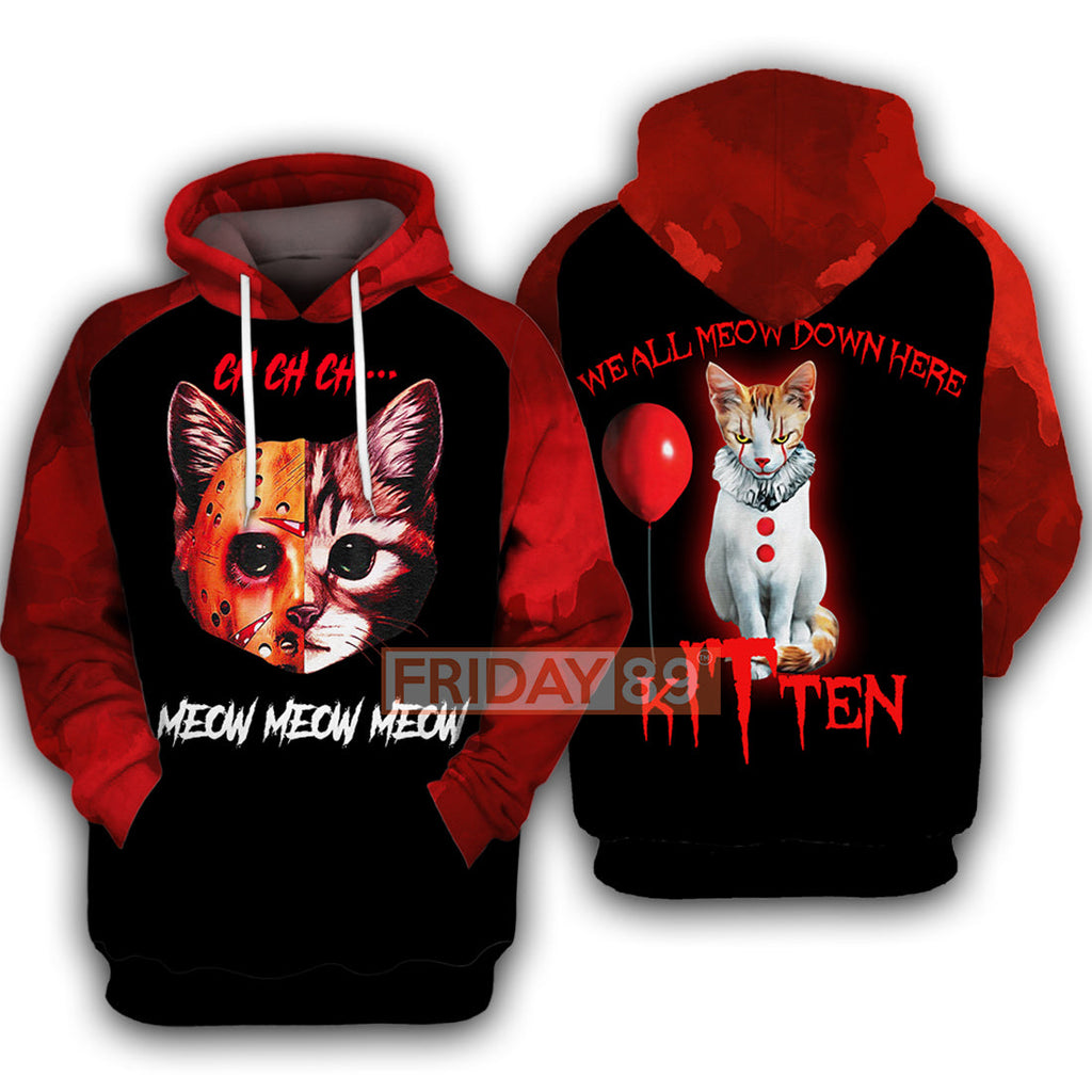 Horror Cat T-shirt Horror Cat Ch Ch Ch Meow Meow Meow T-shirt Cool Horror Cat Hoodie Sweater Tank 