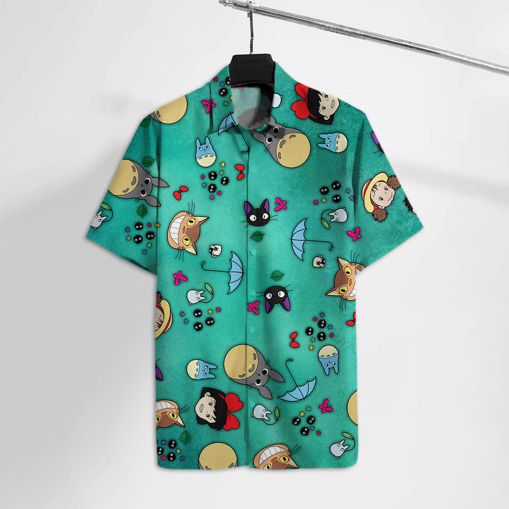  S.Ghibli Hawaiian Shirt S.S.Ghibli Emoji Faces Hawaii Tshirt Cute High Quality S.Ghibli Totoro Aloha Shirt 