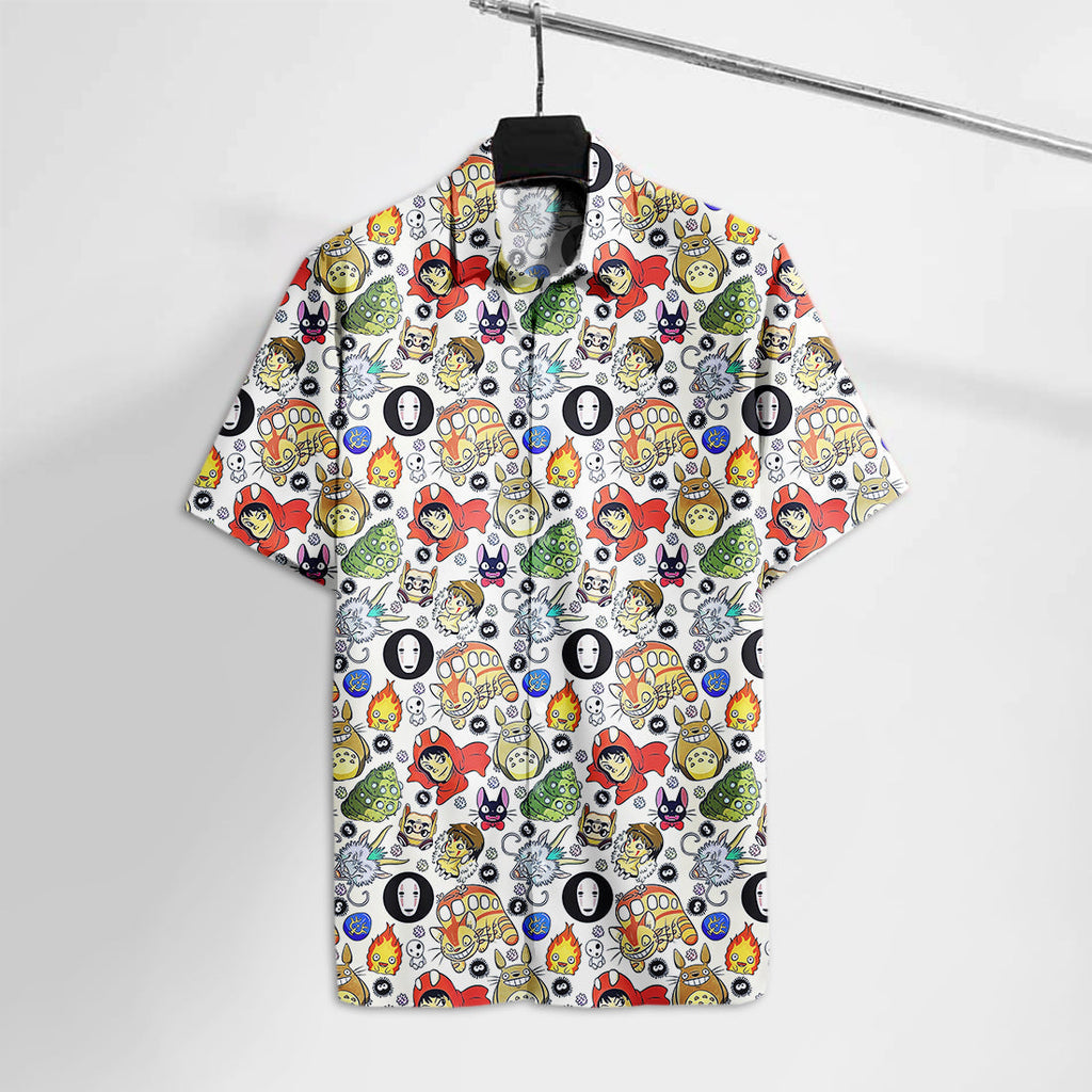  S.Ghibli Hawaiian Shirt All S.S.Ghibli Emoji Faces Totoro Noface Mononoke Anime Hawaii Tshirt Awesome S.Ghibli Aloha Shirt 