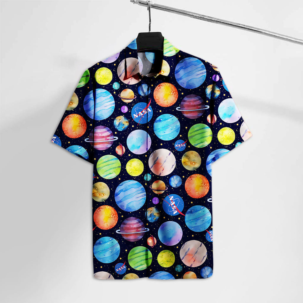  NASA Hawaiian Shirt NS Solar System Planets Hawaii Tshirt Cool Amazing NASA Aloha Shirt 