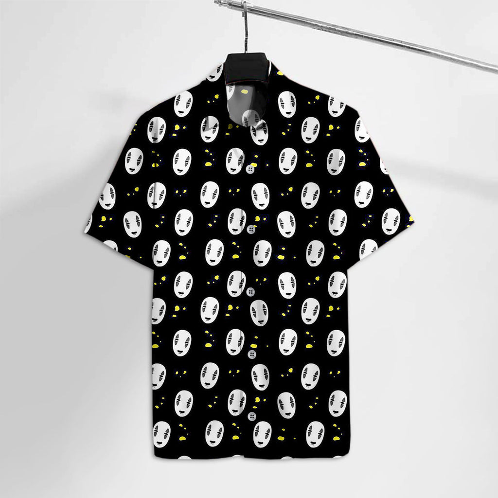  S.Ghibli Hawaiian Shirt No Face With Gold Pattern Hawaii Tshirt Amazing S.Ghibli No Face Aloha Shirt 