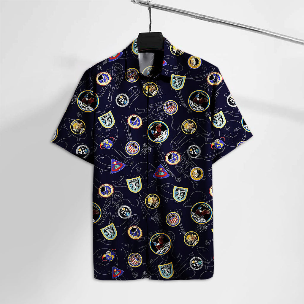  NASA Hawaiian Shirt NS Logos of Apollo missions Landing On The Moon Hawaii Tshirt Cool Amazing NASA Aloha Shirt 