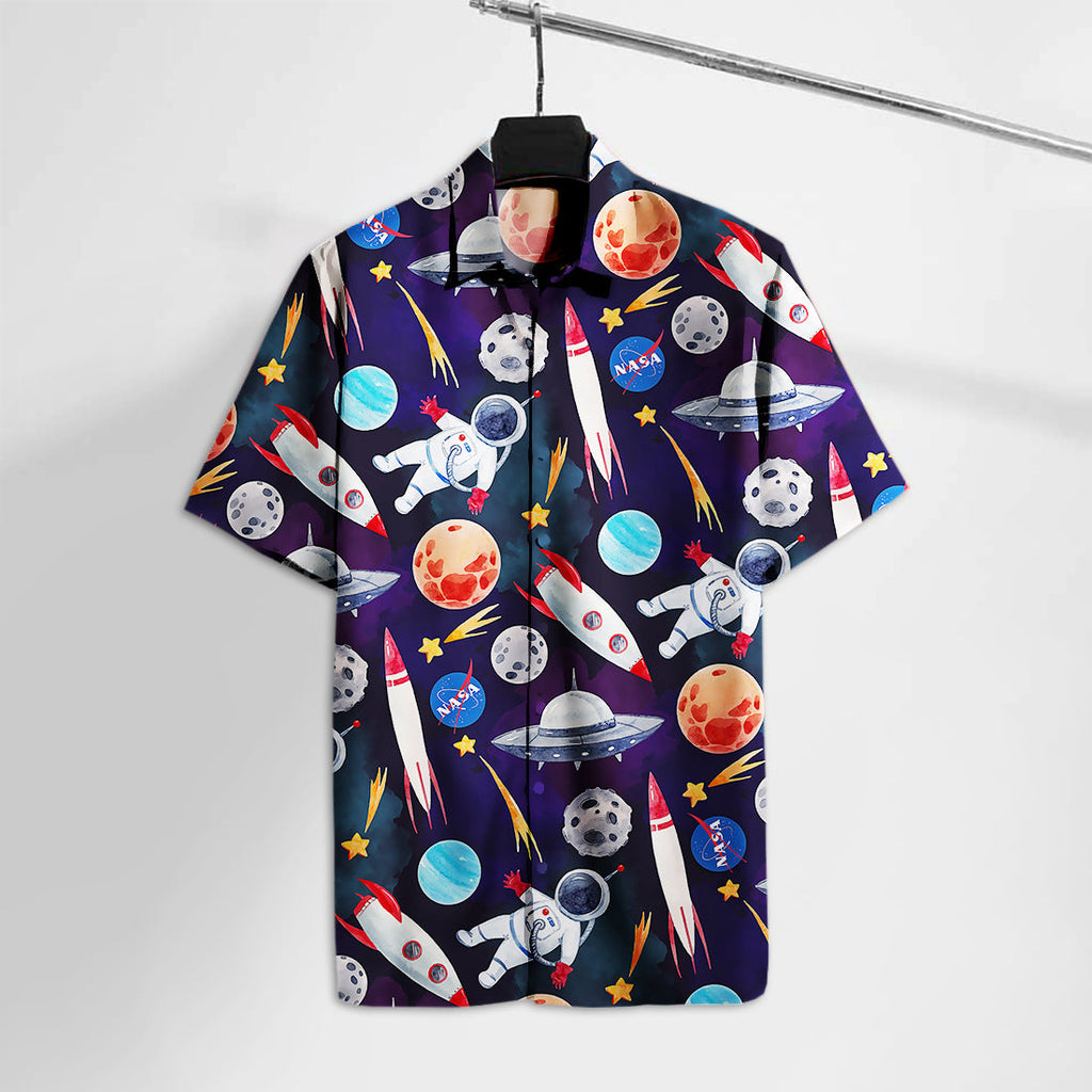  NASA Hawaiian Shirt NS Astronaut Moon Mars Hawaii Tshirt Amazing NASA Aloha Shirt 