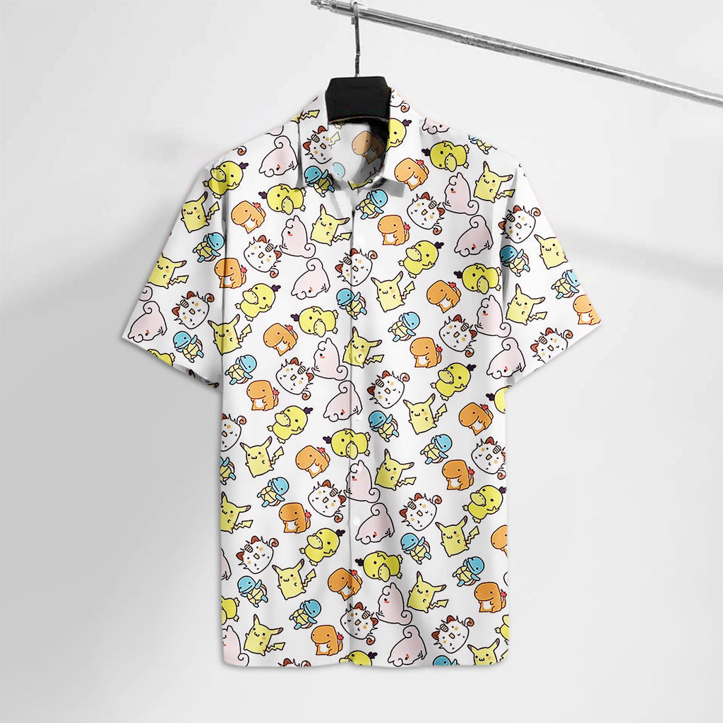  PK Hawaiian Shirt Adorable Poke Pika Chibi Hawaii Tshirt Cute High Quality PK Aloha Shirt 