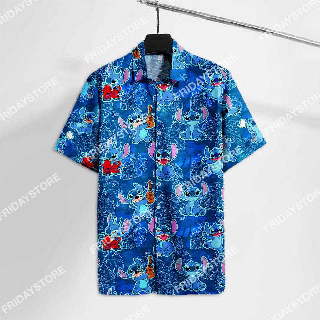  LAS Hawaiian Shirt Blue Tropical Hawaii Tshirt Cute High Quality Stitch Aloha Shirt Stitch Apparel