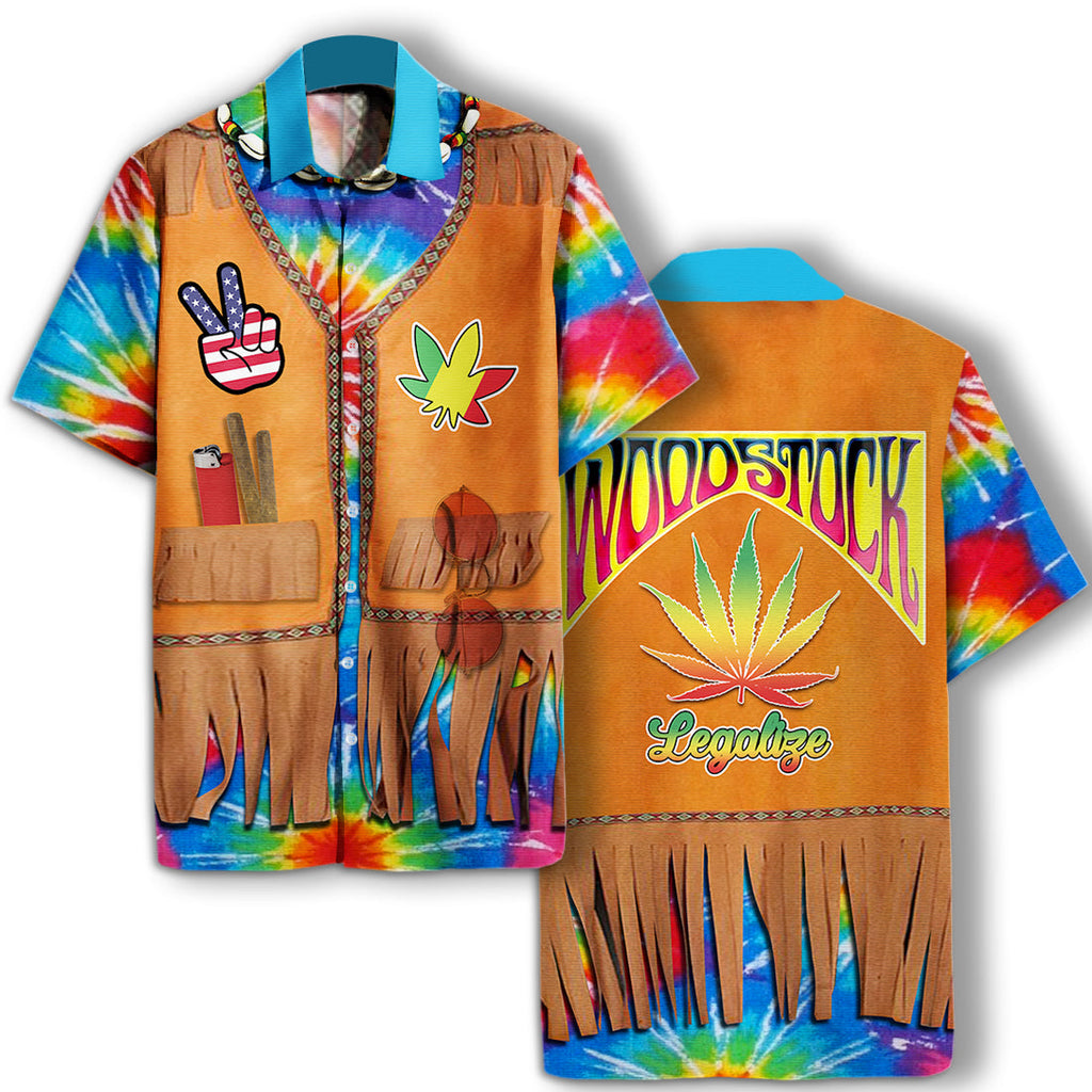 Hippie Hawaii Shirt Woodstock Legalize Tie Dye Costume Hawaiian Aloha Shirt