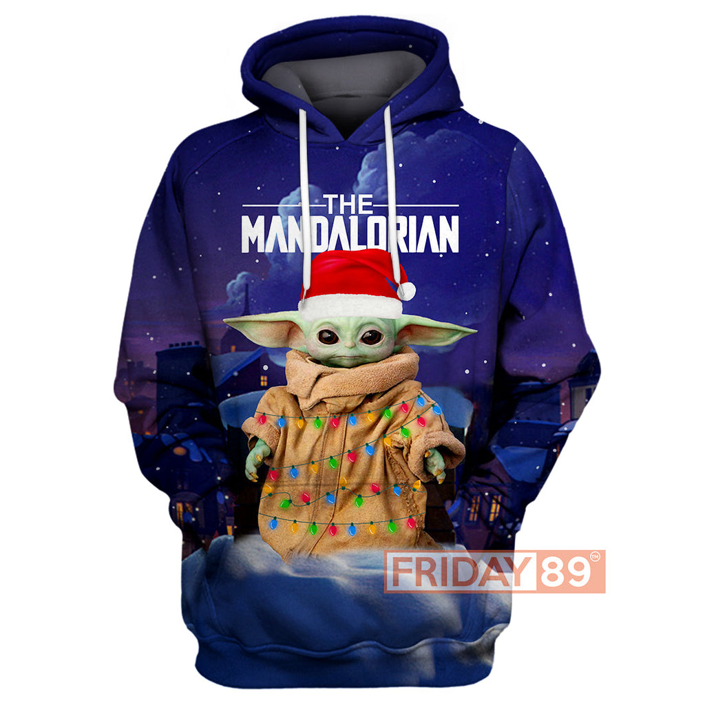  SW T-shirt SW Baby Yoda Christmas Light The Mandalorian T-shirt Cute SW Hoodie Sweater Tank 