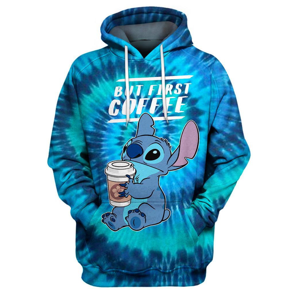 Stitch T-shirt But First Coffee - Stitch Tie Dye T-shirt DN Stitch Hoodie Sweater Tank