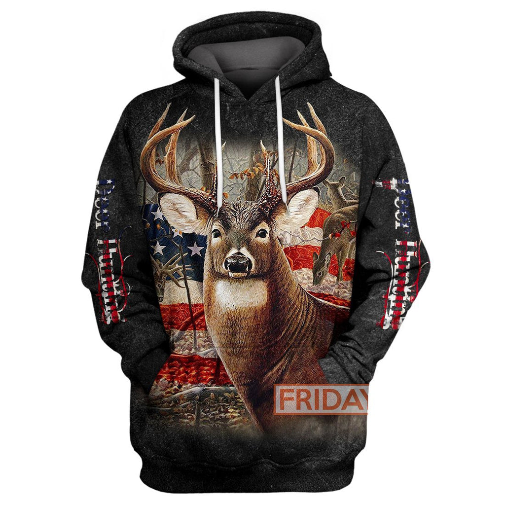 Gifury Hunting T-shirt Beautiful Deer American Flag Hunting T-shirt Hunting Hoodie Sweater Tank 2022