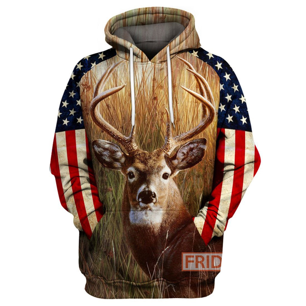 Gifury Hunting T-shirt Deer Hunting Wildlife American Flag T-shirt Hunting Hoodie Sweater Tank 2022