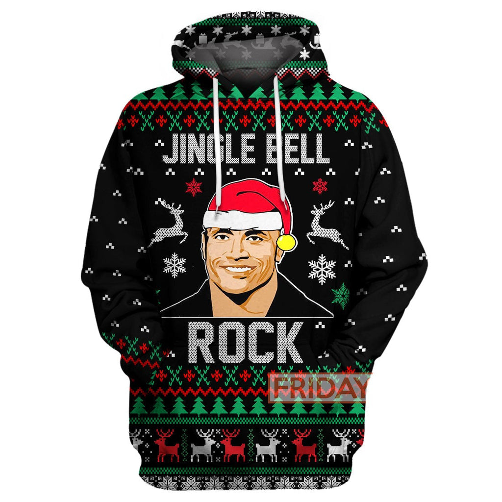  Dwayne Johnson Hoodie Jingle Bell Rock Ugly Christmas Pattern T-shirt Dwayne Johnson Shirt  Sweater Tank 