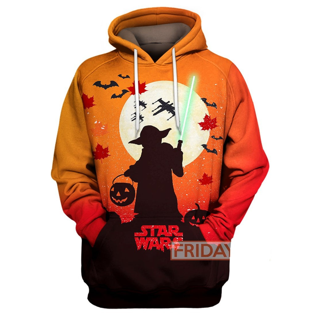  SW T-shirt Yoda Silhouette Halloween Orange T-shirt High Quality SW Hoodie Sweater Tank 