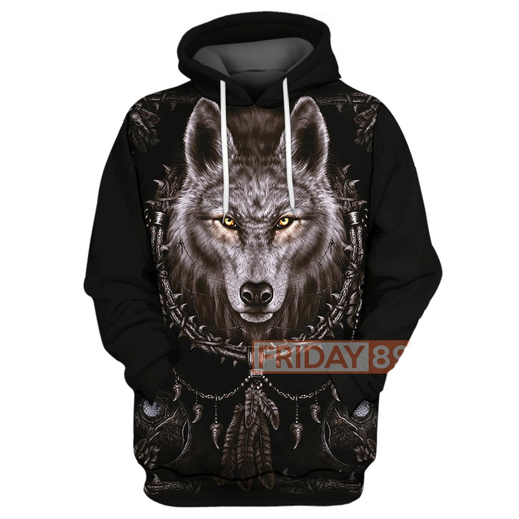 Gifury Native American Hoodie Mystery Wolf Black Native American Dreamcatcher T-shirt Native American Shirt Sweater Tank 2022