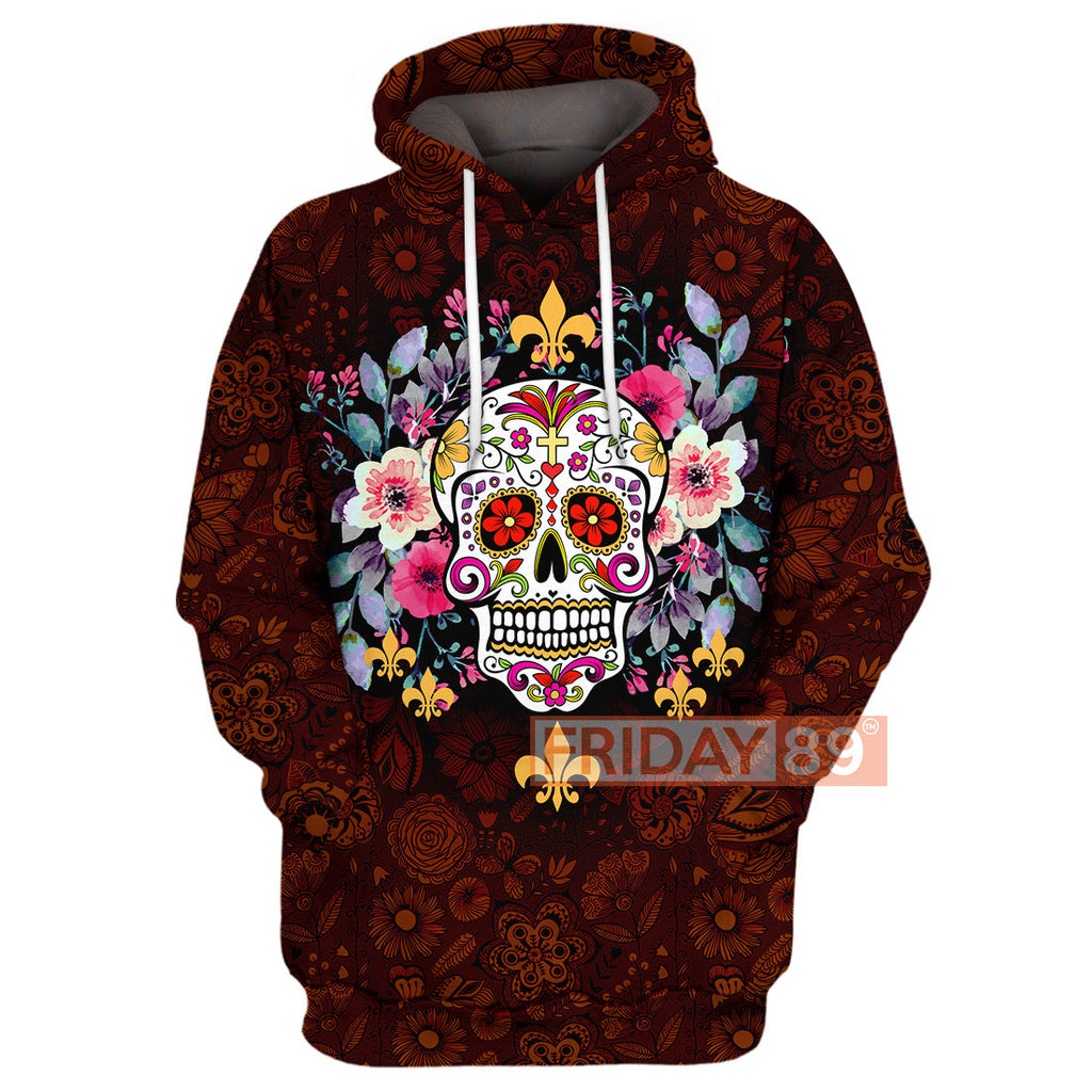 Gifury Skull T-shirt 3D Print Sugar Skull Calavera Day Of The Dead T-shirt Skull Hoodie Sweater Tank 2022