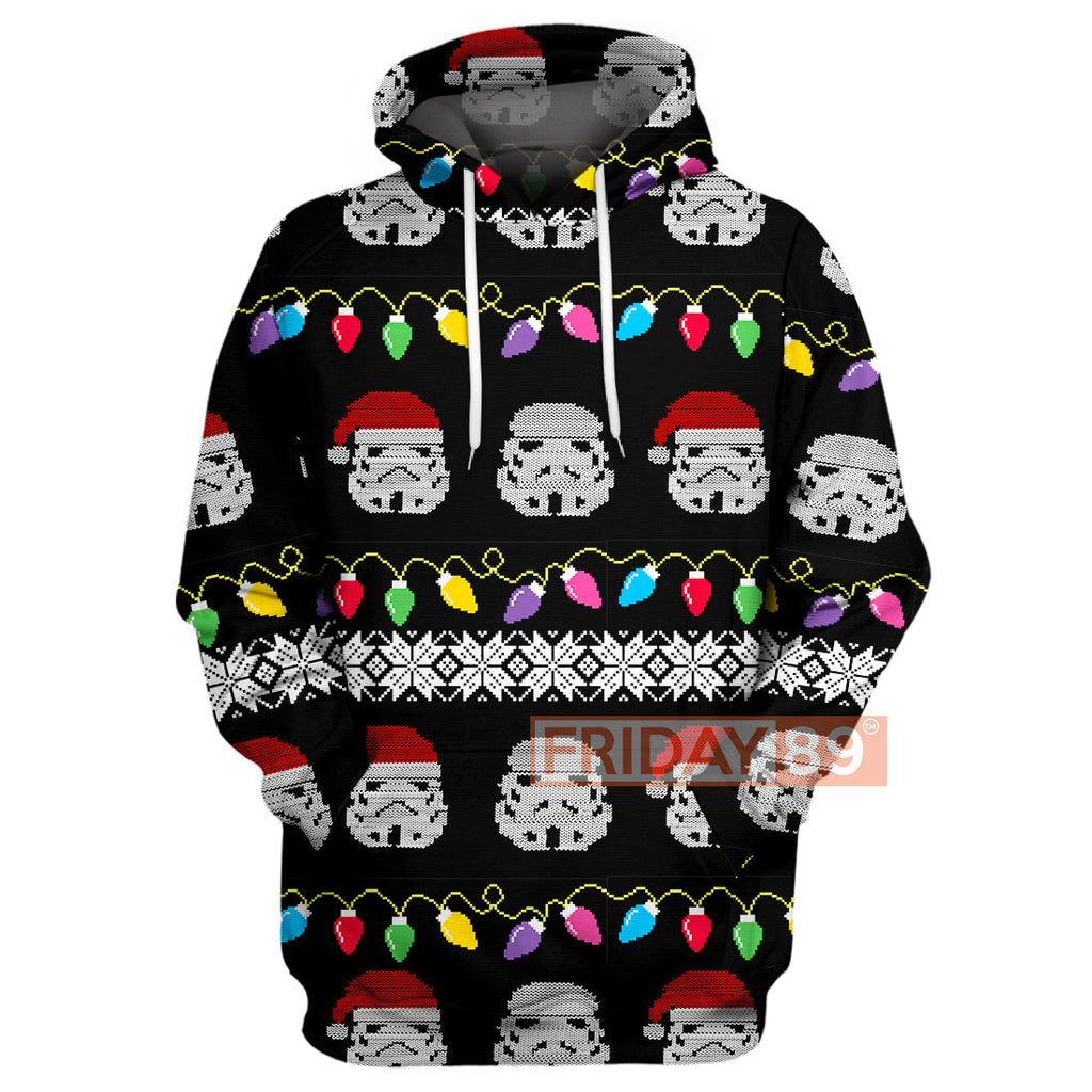  SW T-shirt Stormtrooper Emoji Christmas Light T-shirt Cute High Quality SW Hoodie Sweater Tank 