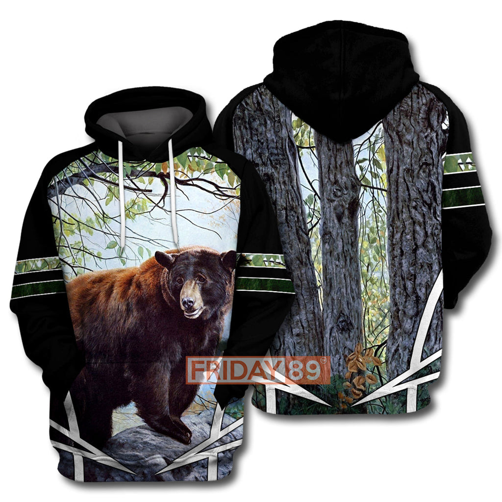 Camping Hoodie Camping Brown Bear Tree T-shirt Hoodie Adult Full Print