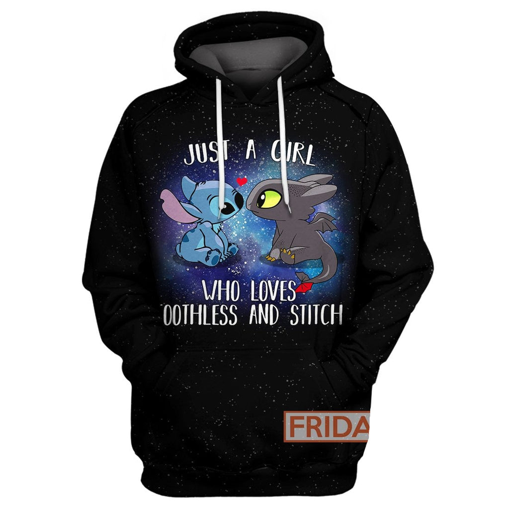 Stitch T-shirt Just a Girl Who Loves Toothless and Stitch T-shirt Awesome DN HTTYD Hoodie Sweater Tank