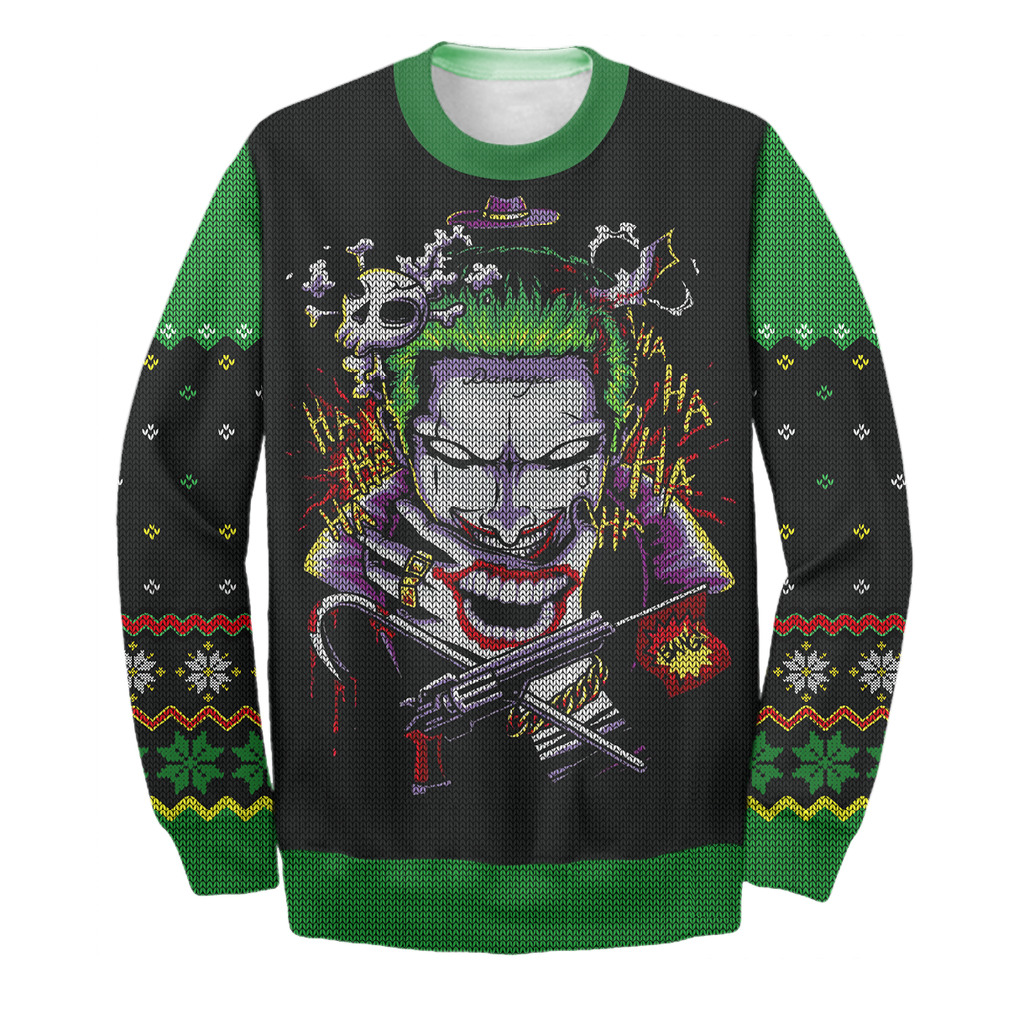  DC Joker Sweater J Ugly Long Sleeve Printing Amazing DC Joker Ugly Sweater 