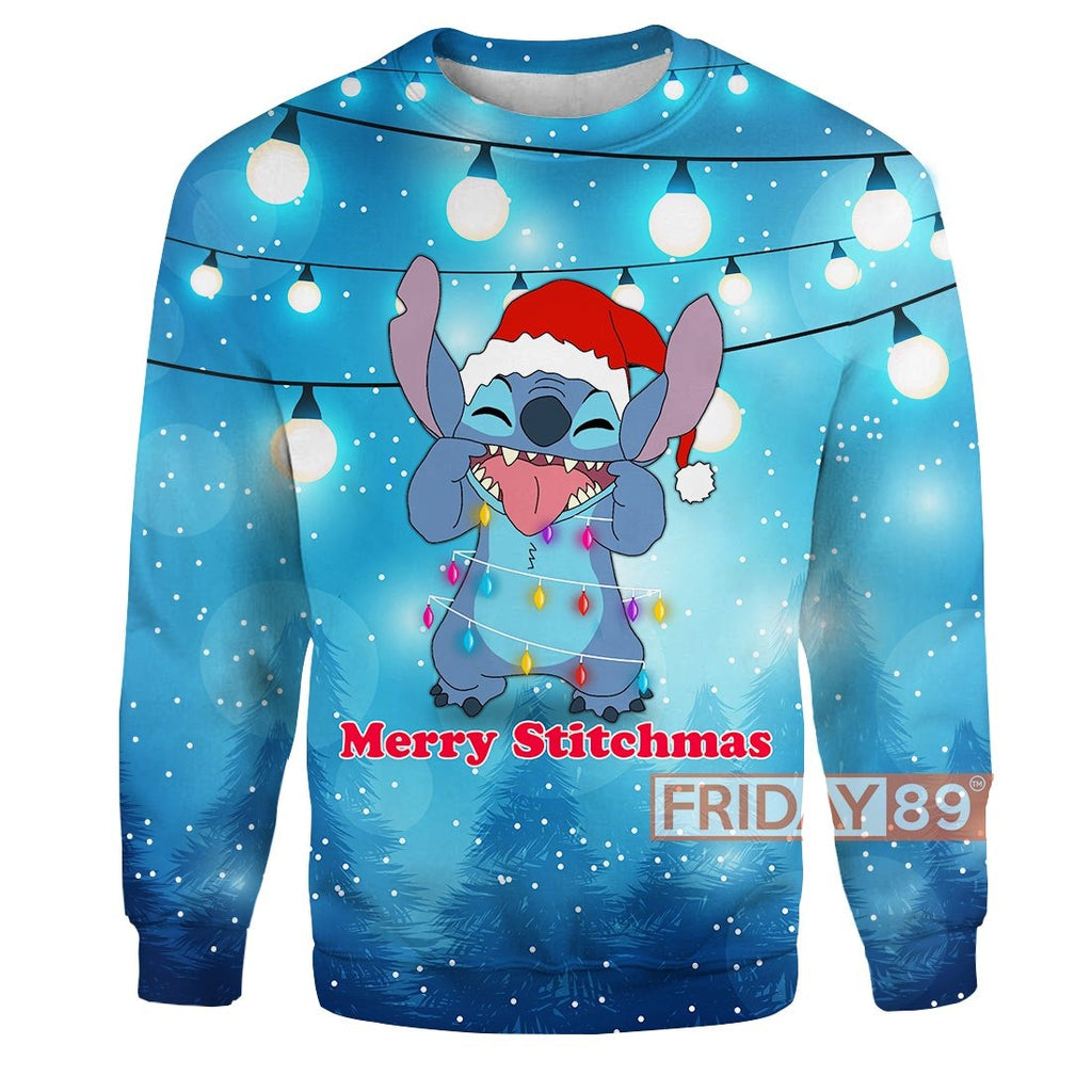 Stitch T-shirt Merry Stitchmas Christmas Light T-shirt Cute DN Hoodie Sweater Tank