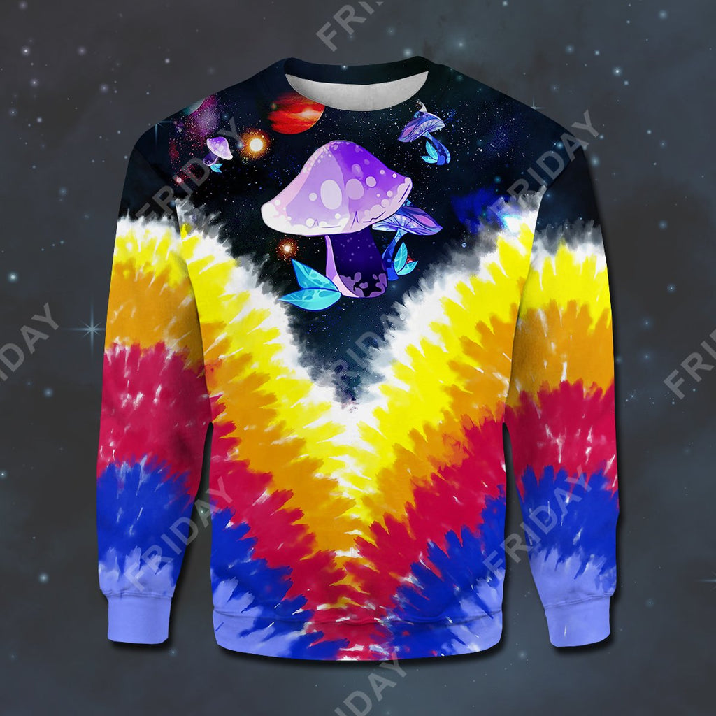 Hippie Space Shroom Tie Dye All Over Print Hoodie T-shirt