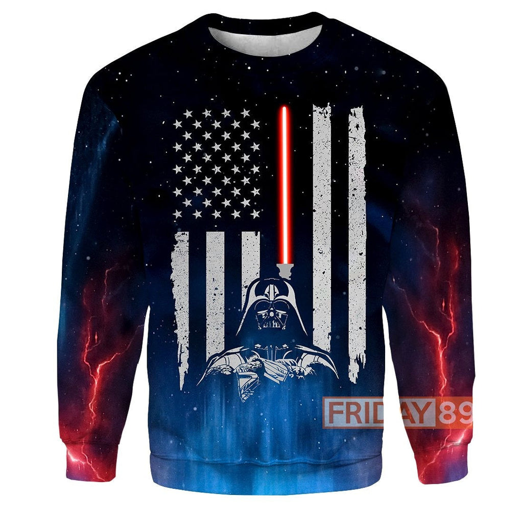  SW T-shirt SW D.Vader Lightsaber American Flag 3D Print T-shirt Cool SW Hoodie Sweater Tank 2023