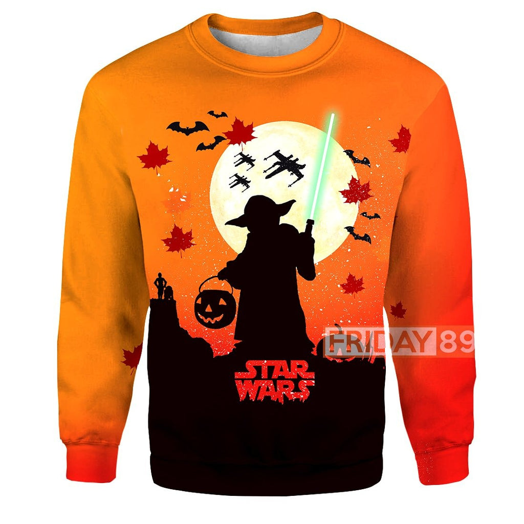  SW T-shirt Yoda Silhouette Halloween Orange T-shirt High Quality SW Hoodie Sweater Tank 2023