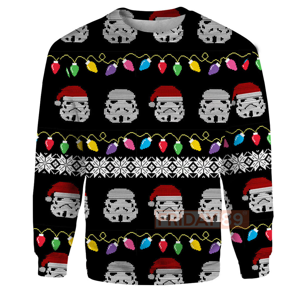  SW T-shirt Stormtrooper Emoji Christmas Light T-shirt Cute High Quality SW Hoodie Sweater Tank 2023