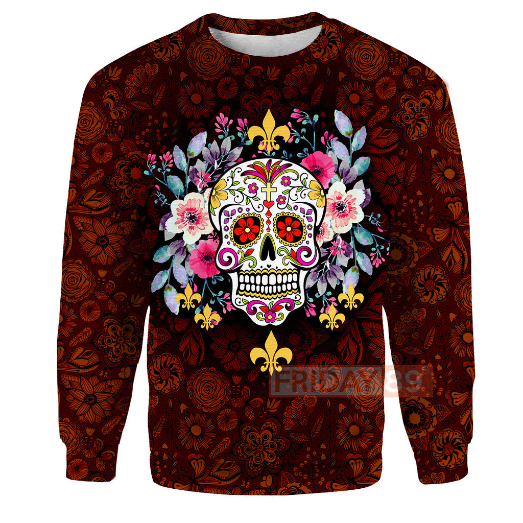 Gifury Skull T-shirt 3D Print Sugar Skull Calavera Day Of The Dead T-shirt Skull Hoodie Sweater Tank 2023