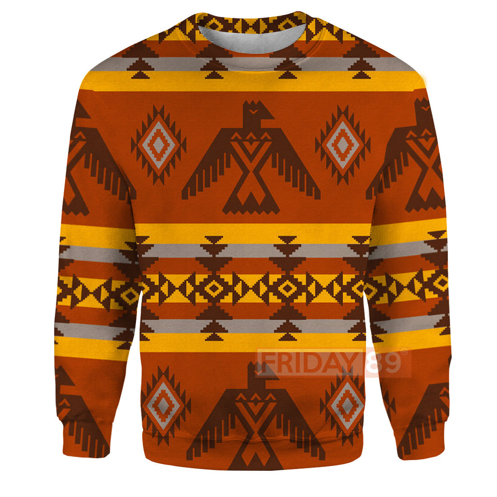 Gifury Native American Hoodie Orange Eagle Symbols Native American Culture Patterns 3D Print T-shirt Native American Shirt Sweater Tank 2022