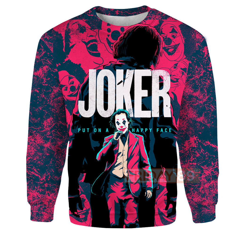  DC Joker Hoodie Put On A Happy Face Shirt Joker Hoodie Joker Red Shirt DC Joker Shirt Sweater Tank