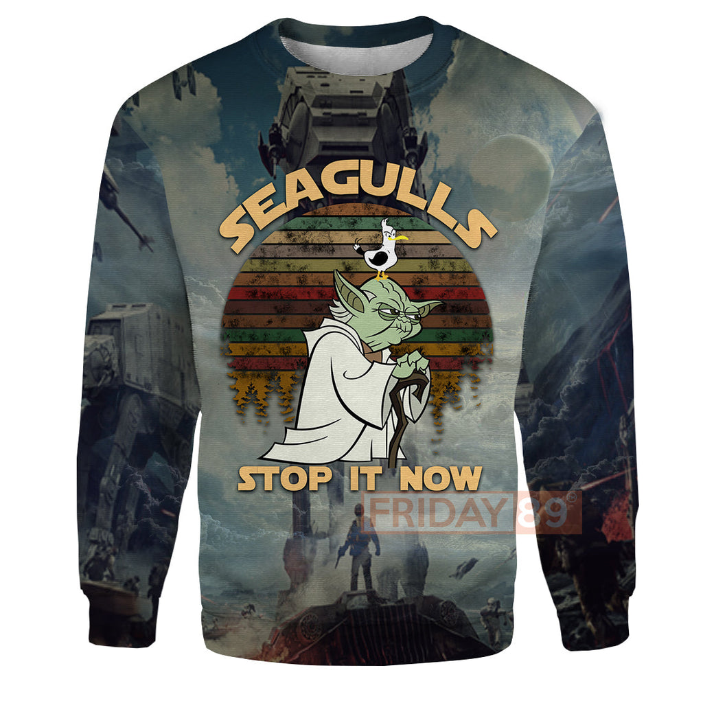  SW T-shirt SW Yoda Master Seagulls Stop It Now 3D Print T-shirt Amazing SW Hoodie Sweater Tank 2023