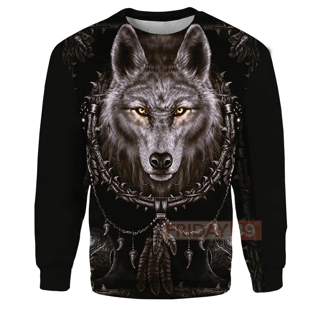 Gifury Native American Hoodie Mystery Wolf Black Native American Dreamcatcher T-shirt Native American Shirt Sweater Tank 2022