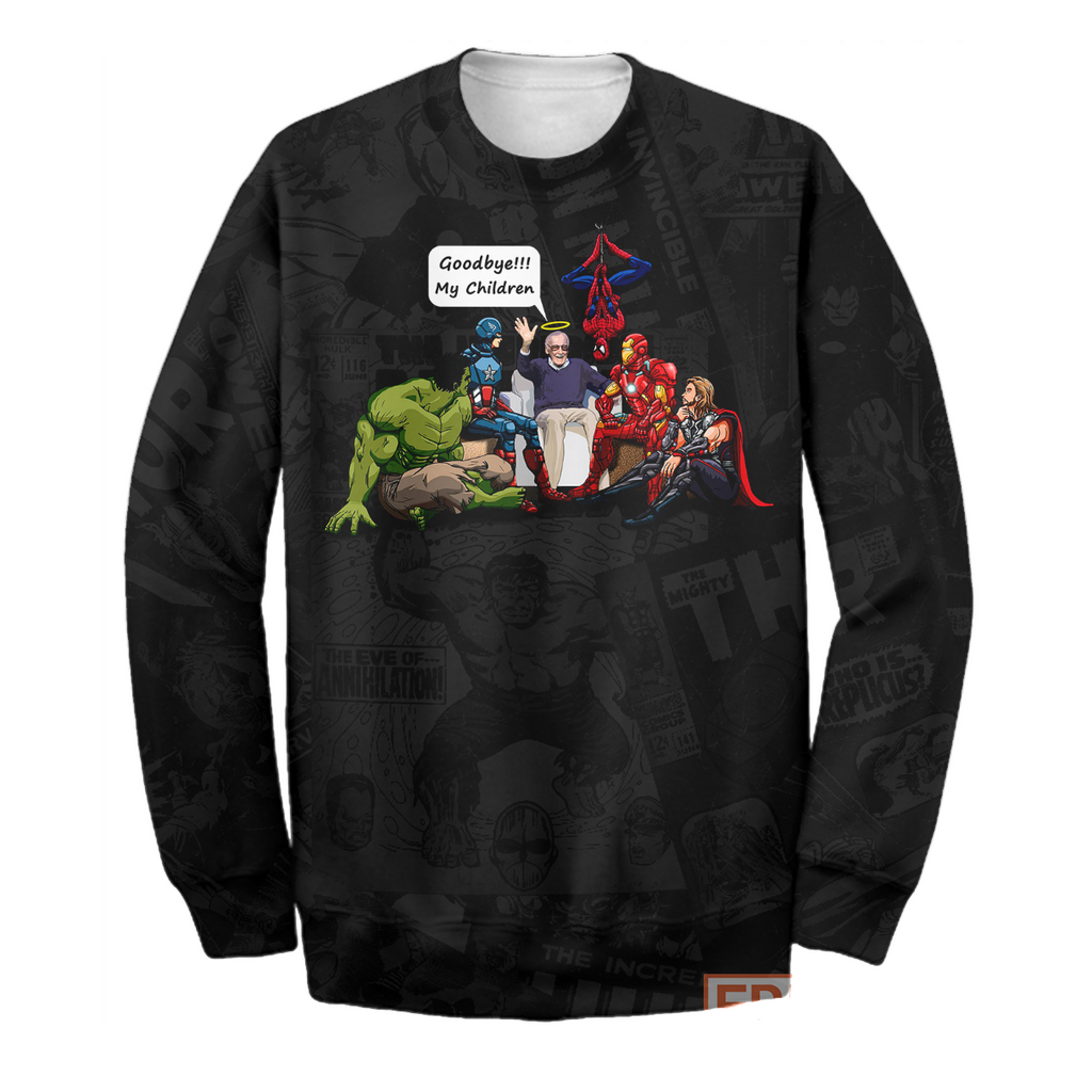  MV Hoodie Goodbye My Children - Stan Lee Black Super Heroes Shirt MV Shirt Sweatshirt Tank 2024