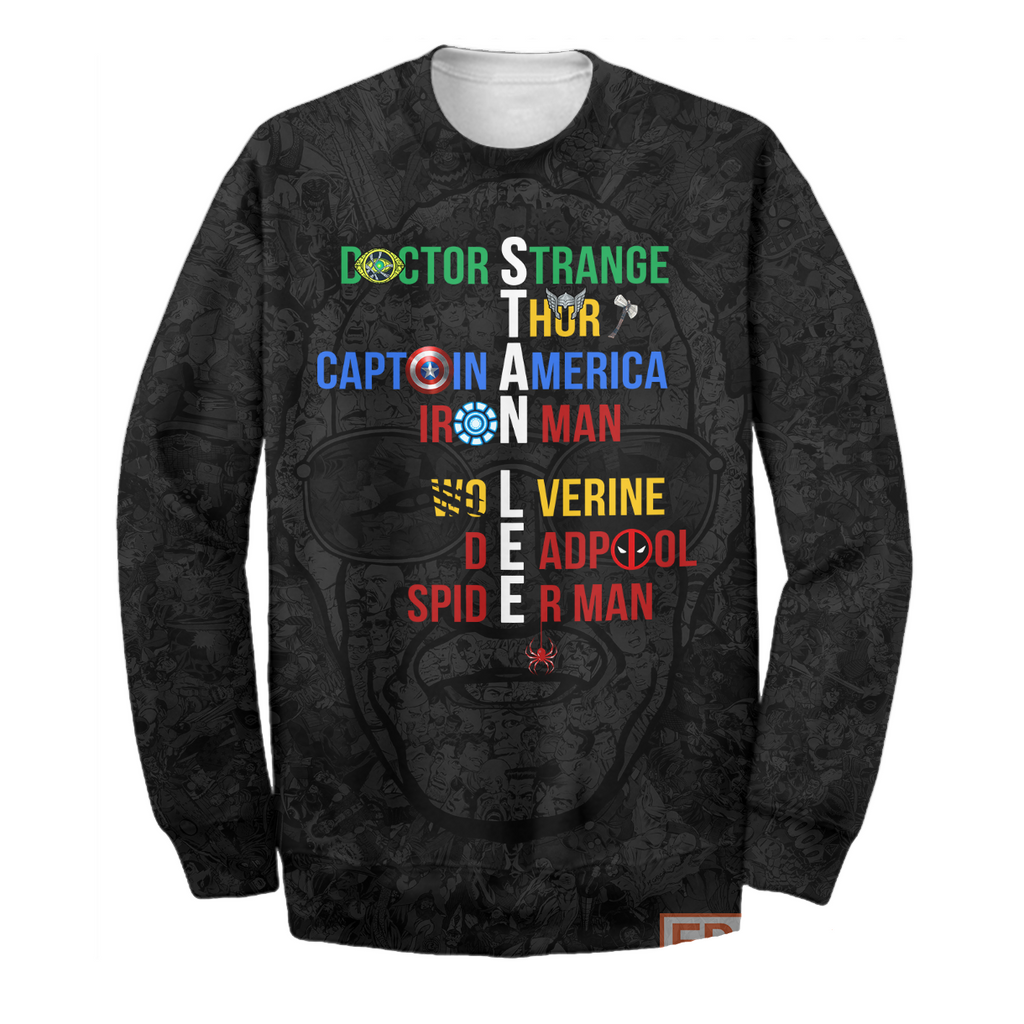  Stan Lee Hoodie SL Super Heroes Name T-shirt MV Stan Lee Shirt Sweater Tank 2024