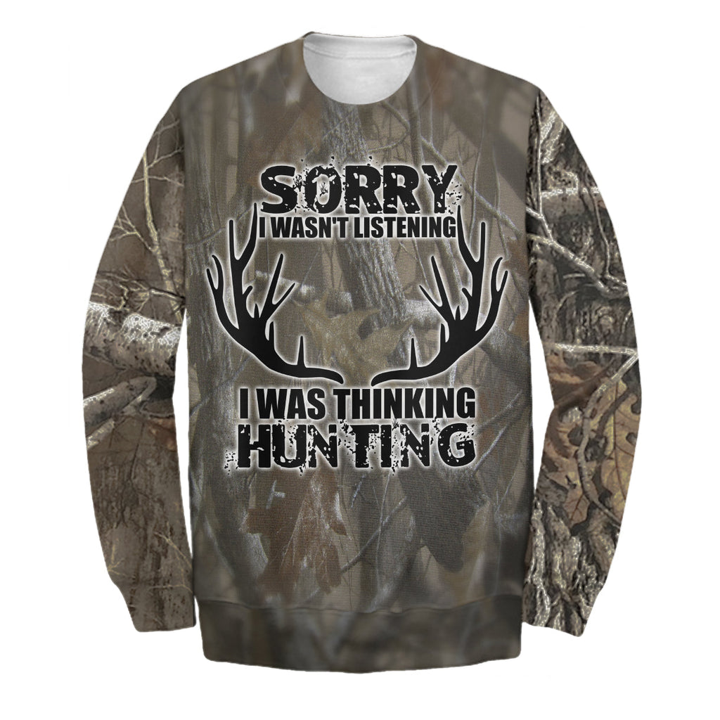 Gifury Hunting Shirt I was thinking Hunting 3D T-shirt Hunting Hoodie Fishing Apparel Sweater 2023
