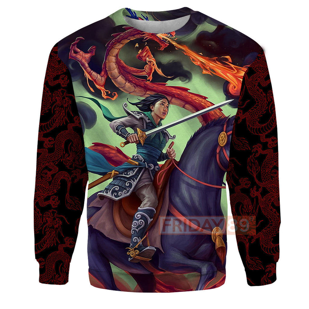 Mulan T-shirt Princess Mulan Warrior Art 3D Print T-shirt Awesome DN Hoodie Sweater Tank