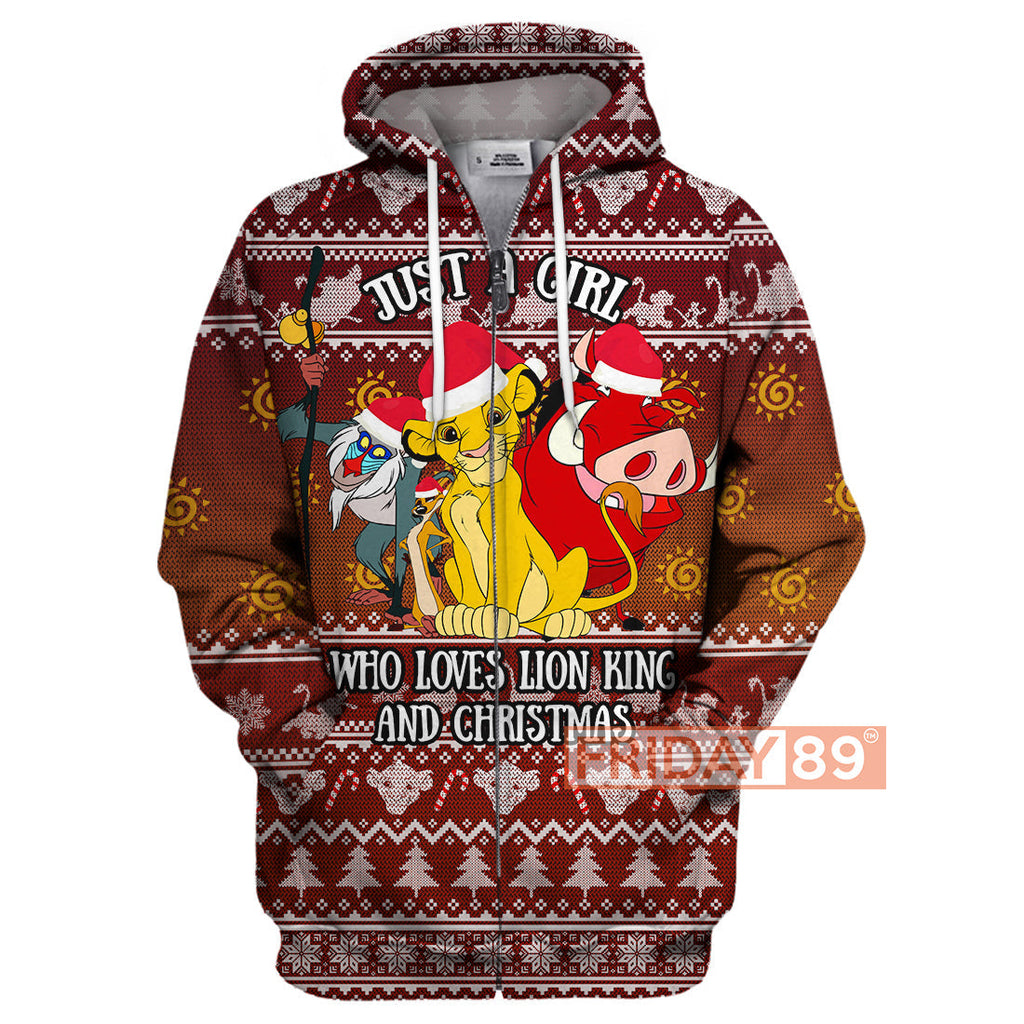LK T-shirt Just A Girl Who Loves Lion King And Christmas T-shirt DN Hoodie Sweater Tank