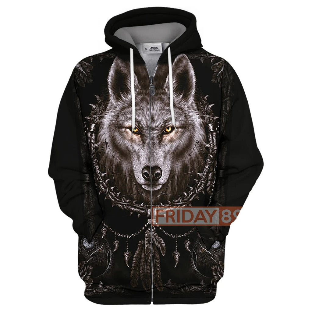 Gifury Native American Hoodie Mystery Wolf Black Native American Dreamcatcher T-shirt Native American Shirt Sweater Tank 2022