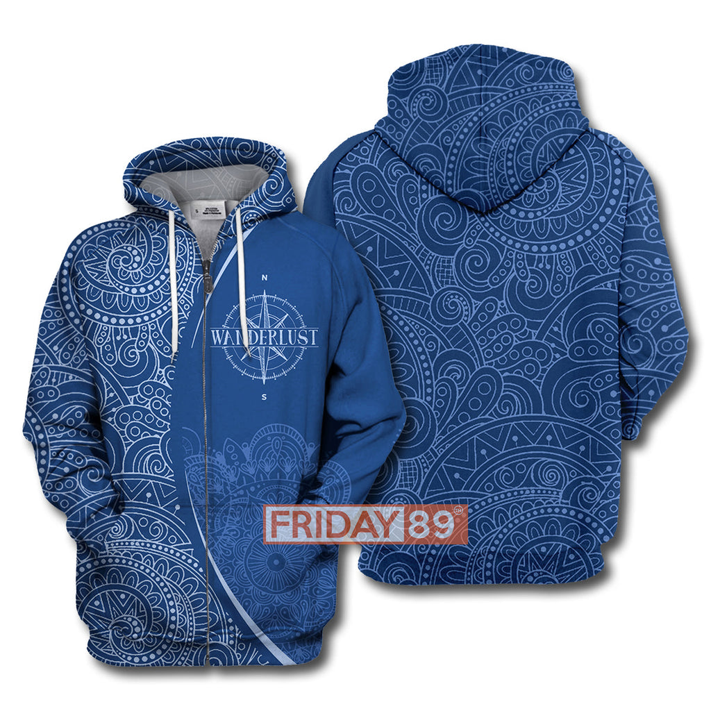Camping T-shirt 3D Print Camping Wanderlust Blue Sublimation T-shirt Hoodie Adult Full Print