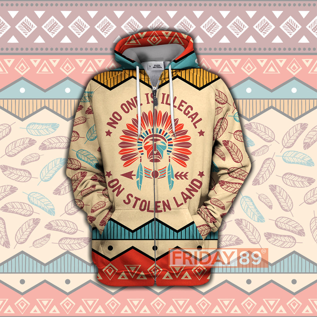 Gifury Native American Hoodie Native American Culture No One Is Illegal On Stolen Land 3D Print T-shirt Native American Shirt Sweater Tank 2022