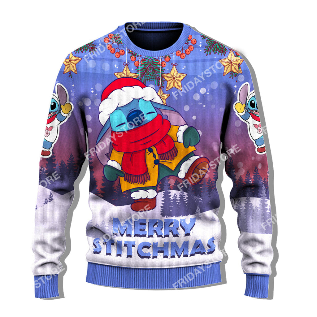  LAS Sweater Merry Stitchmas Adorable Christmas Ugly Sweater Amazing Cute DN Stitch Christmas Sweater