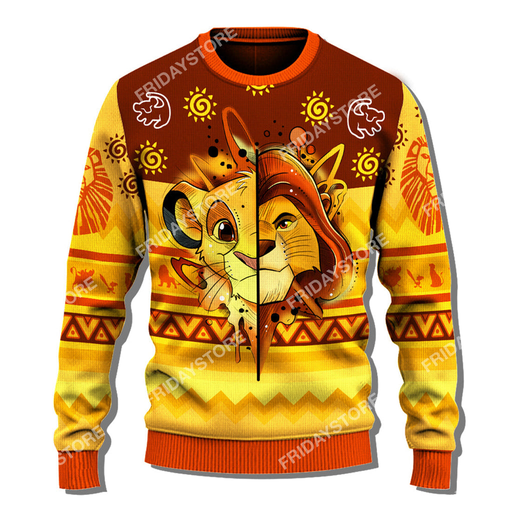  LK Sweater Half Lion Christmas Ugly Sweater Amazing High Quality LK Simba Ugly Sweater